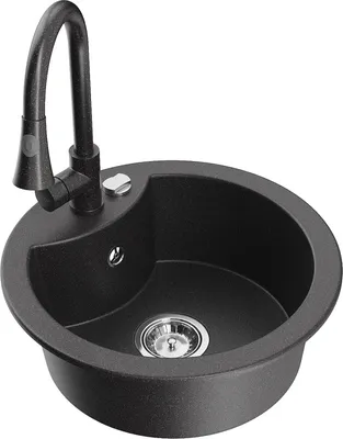 Produktbild von Mexen Diego 1-Becken-Granit-Spüle mit Mischbatterie Elia, Schwarz gesprenkelt - 6512-76-670101-76