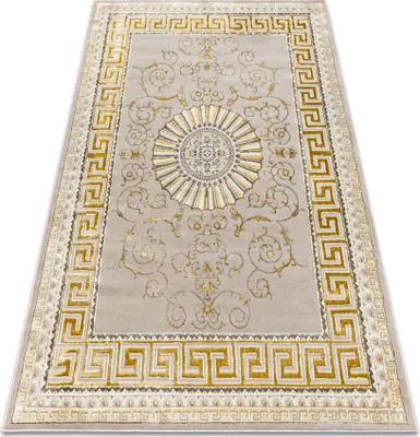 Produktbild von BLISS Z160AZ147 Teppich dunkelbeige / gold – Rahmen, griechisch, Exklusiv, strukturell Gelb 140x190 cm