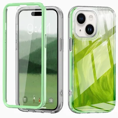Immagine prodotto di Per Apple iPhone 15 Design a molla Paraurti Ibrido TPU PC Custodia protettiva Cover verde