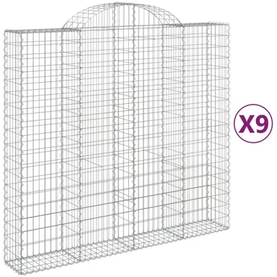 Produktbild von Gabionen mit Hochbogen 9 Stk. 200x50x180/200cm Verzinktes Eisen
