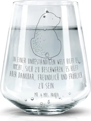 Produktbild von Mr. & Mrs. Panda Glas Bär Schulterblick - Transparent - Geschenk, Bären, Weisheit, Becherglas, Weltansicht, Teddy, getränkebecher, Wasserglas, Selbstachtung, Tumbler