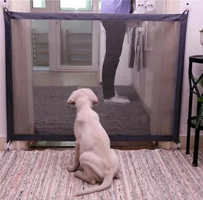 Obrázek produktu pro Mesh Pet Gate Gate pro psy kočky Baby Door Schody Gate Safety Guard Bariéra Plot Skládací přenosný Pet Izolační síť
