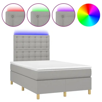 Produktbild von Boxspringbett mit Matratze & LED Hellgrau 120x190 cm Stoff