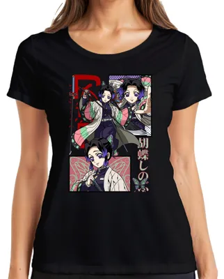 Obrázok produktu pre Shinobu Kocho Kimetsu no Yaiba Anime Butterfly Katana Dámske tričko, čierna, S