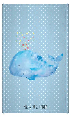 Produktbild von Mr. & Mrs. Panda Handtuch Wal Konfetti - Blau Pastell - Geschenk, Wale, Geburtstag, Abnehmen, gäste wc, Mini-Handtuch, gästehandtuch klein, Gäste-WC, Motivation, Diät