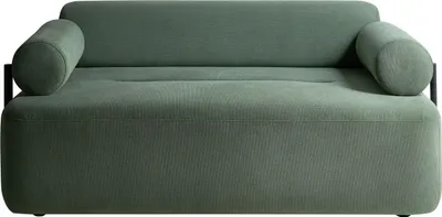 Produktbild von BELIANI 2-Sitzer Sofa Hellgrün Gepolstert Wasserabweisend mit Schwarzem Metallgestell Runde Armlehnen Niedrige Lehne Modern Polstersofa Teddyfell Sofa