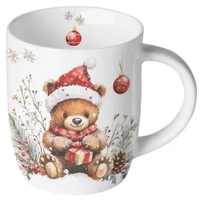 Immagine prodotto di Tazza natalizia, capacità 0,2 litri, con orsetto e confezione regalo. Orsetto, colore bianco