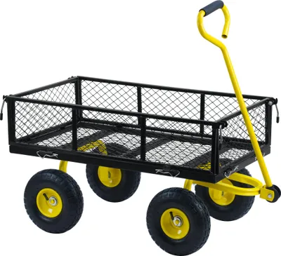 Produktbild von Zelsius Bollerwagen, 350 kg Tragkraft, 75 Liter, Schwarz/Gelb, Handwagen Luftbereift, Transportwagen