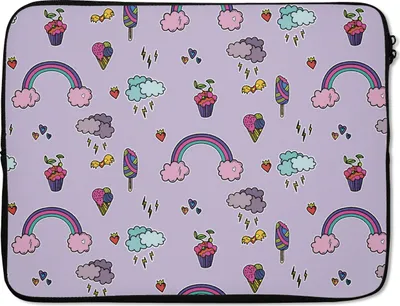 Produktbild von MuchoWow® Laptop Hülle 17 Zoll Laptoptasche Muster - Regenbogen - Krone - Mädchen - Kinder - Kinder - Zipper - Schutzabdeckung