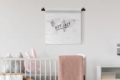 Produktbild von MuchoWow® Wandteppich Wandbehang Weltkarte - Marmor - Zitat 60x60 cm Tapisserie Dekoration Wandtuch - Dekorationen - Wand Decke