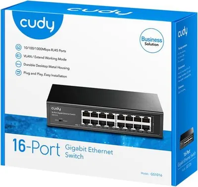 Obrázek produktu pro Cudy GS1016, Nespravované, Gigabit Ethernet (10/100/1000), Instalace do racku