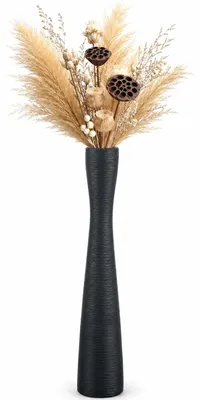 Keramikvase, gebürstet, 42 cm, schwarz, modern, dekorativ