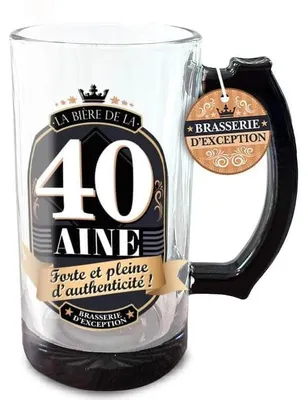 Brasserie-Mok 40. Geburtstag, 50 cl, Glas, Schwarz, 15 cm