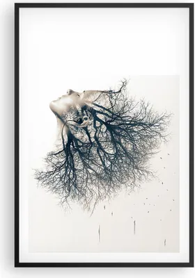 Produktbild von Gerahmtes Poster - Schwarzer Rahmen - Mädchen Baum Grafik - 61x91,5 cm - Wand Bild - Wanddeko - Wandbilder - Kunstposter - Wandposter - Bilderrahmen - Bilder - Kunstdruck - Wandbild - P2BPA61x91-4354