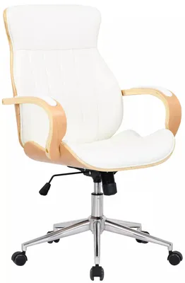 Produktbild von In And OutdoorMatch Luxe Bürostuhl Aiyana - Weißes Kunstleder - Mit Rückenlehne und Armlehne - Höhenverstellbar - Ergonomisch