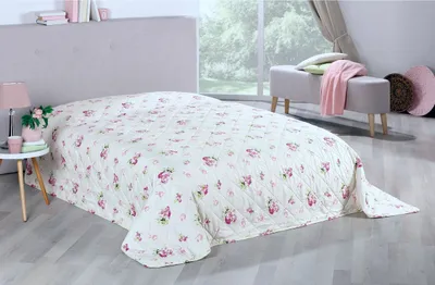Produktbild von Tagesdecke Bettüberwurf Allzweckdecke ca. 220x240 cm Überwurf Patchwork Sofa XXL Design: Rose