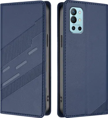 Produktbild von Hülle für OnePlus 9R/OnePlus 8T, Kunstleder Brieftaschen Handyhülle mit Kartenfach und Standfunktion Blau