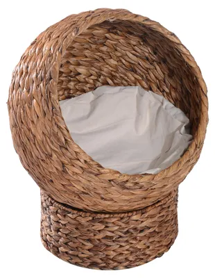 Obrázok produktu pre Pawhut PawHut košík pre mačky ratanové hniezdo pre mačky s vankúšom posteľ pre domáce zvieratá hnedá D30-104