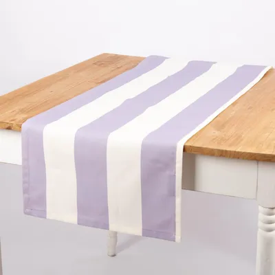 Produktbild von Tischläufer Baumwolle 40x160cm flieder ecru gestreift von SCHÖNER LEBEN.