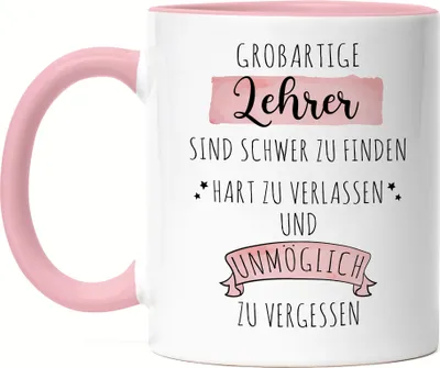 Produktbild von Großartige Lehrer Sind Schwer Zu Finden Tasse Rosa Dankeschön Geschenk Hart Zu Vergessen