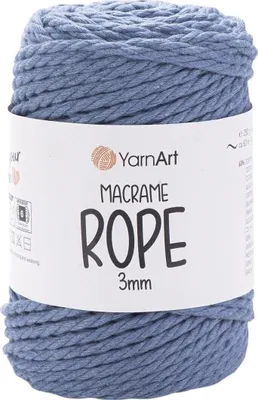 Produktbild von Yarn Art Macrame Rope 3 mm 3 mm 63 m 761 Denim Blue Schnur