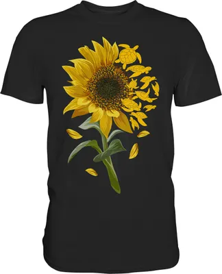 Produktbild von Schildkröten Sonnenblumen T-Shirt Garten Motiv Gärtner Geschenk – Black / S
