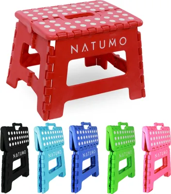 Produktbild von NATUMO® Premium Tritthocker Klapphocker 150kg - Faltbar Küchenhocker Klapptritt Bad-Hocker Klappbar - Rot