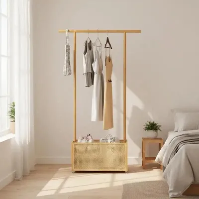 Produktbild von Bambus Kleiderständer 2-in-1 Kleiderstange