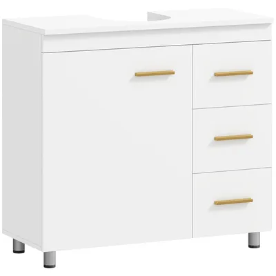 Obrázok produktu pre Kúpeľňové skrinky pod umývadlo - 3 zásuvky, biela farba | Farba: biela | Rozmery: 70x30x65 cm