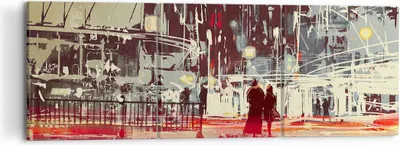 Produktbild von Bild auf Leinwand - Leinwandbild - Stadt Straße Nacht - 120x40cm - Wand Bild - Wanddeko - Leinwanddruck - Bilder - Kunstdruck - Wanddekoration - Leinwand bilder - Wandkunst - CA120x40-3780