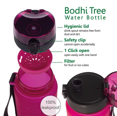 Image de Bouteille d'eau filtrante, 1 litre, anti-fuite, idéale pour le sport