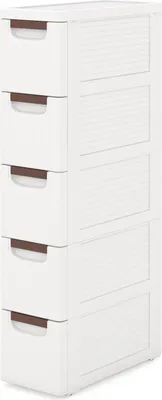 Produktbild von GOPLUS Nischenschrank schmal, Badschrank klein mit Schubladen & Rollen, Toilettenschrank für Toilettenpapier, mit 5 Schubladen, Weiß