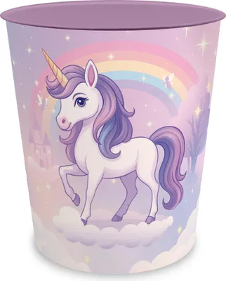Produktbild von ITENGA Papierkorb für Kinder - Motiv EINHORN ZAUBERWOLKE - ca. 11 Liter