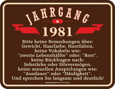 Produktbild von RAHMENLOS Deko Blechschild als Geschenk zum 40. Geburtstag: Jahrgang 1981