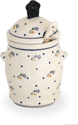 Produktbild von Original Bunzlauer Keramik 650 ml Honigtopf mit Honiglöffel 12,5 x 19,3 cm Design 111