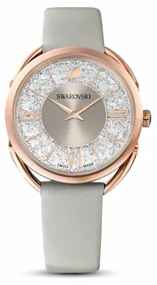 Produktbild von Swarovski Armbanduhr Crystalline-Glam-Uhr-Lederarmband-Grau-Rosegold-Legierungsschicht-PVD-Finish 5452455