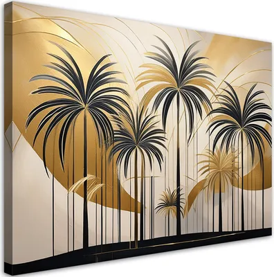 Produktbild von Leinwandbild Tropische Palmen Botanische Pflanzen 90x60 Feeby Beige bild für die wand bereit zum aufhängen