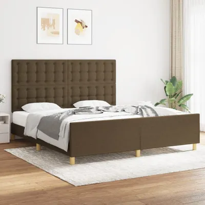 Productafbeelding van Maison Exclusive - Bedframe met hoofdeinde, donkerbruin, 180x200 cm, gestoffeerd