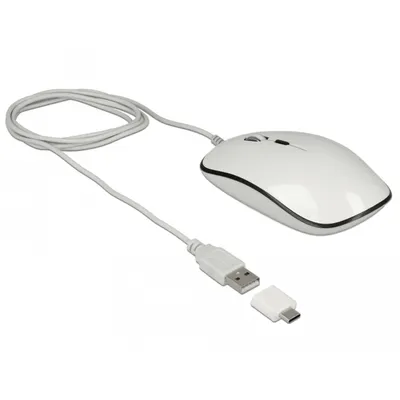 Produktbild von MAUS USB-A / Type-C" Desktop optisch 4-Tasten weiß Delock