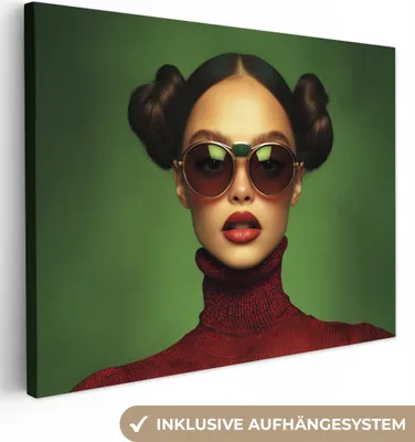 Produktbild von Leinwand Bilder 80x60 cm - Frauen, Abstrakt - Abstrakt - Grün, Wandbilder, Wanddeko Wohnzimmer, Bild