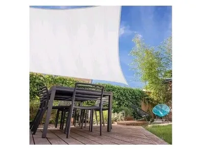 Produktbild von Lumaland Sonnensegel inkl. Befestigungsseile, 100% HDPE mit Stabilisator für UV Schutz, Rechteck 2 x 4 Meter weiß