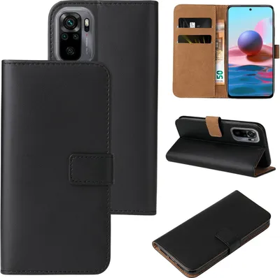 Produktbild von Handy Hülle für Xiaomi Redmi Note 10 Klapphülle Bookcase Flip Cover Handy Tasche Etui Farbe: Schwarz