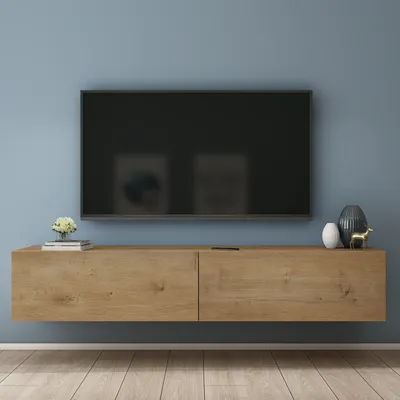Produktbild von Mai & Mai Fernsehschrank Verdeckter Griff mit Soft-Close Lowboard Hängeschrank für Wohnzimmer in Kerneiche BTH: 160x40,2x30 cm Fernsehschrank02