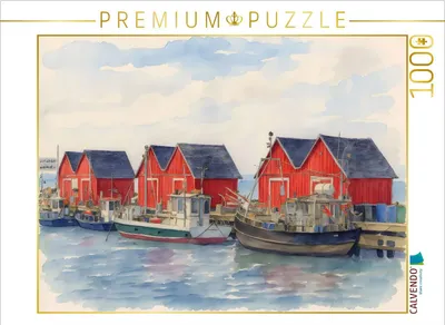 Produktbild von CALVENDO Puzzle Fischereihafen Boltenhagen | 1000 Teile Lege-Größe 64x48cm Foto-Puzzle für glückliche Stunden