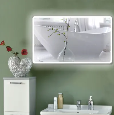 Produktbild von Badezimmerbeleuchtung Spiegel, Spiegel Touch-Schalter, Umweltschutz und Energieeinsparung, weiß 5050LED, abgerundete Ecken (120x70cm)