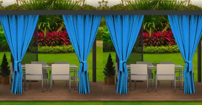 Produktbild von 4 Stück Outdoor Vorhang Blau 155cm breite x240cm Höhe |Ovorhang blickdicht  Outdoor | Vorhang Wetterfest | Outdoor vorhänge für Terrasse, Garten, Veranda, Pergola