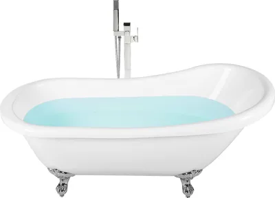 Obrázek produktu pro BELIANI Vana bílá 153 x 77 cm akrylátová volně stojící 150 cm oválná přeplněná moderní koupelna