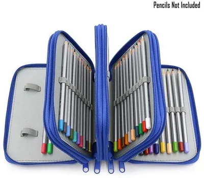 Image de Trousse à crayons bleue, 72 compartiments, voyage, école, bureau, arts, bleu