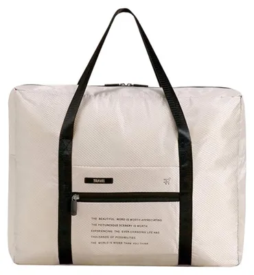 Immagine prodotto di Borsa pieghevole da agganciare al manico della valigia – poliestere impermeabile, grande capacità, leggera, color kaki