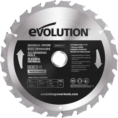 Produktbild von Evolution 185 mm / 24 Zähne TCT Widia-bestücktes Gehrungssägeblatt
